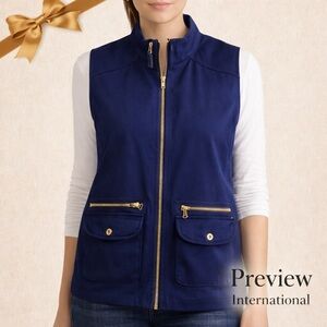 PREVIEW International Navy Blue Sleeveless Vest Sz Small